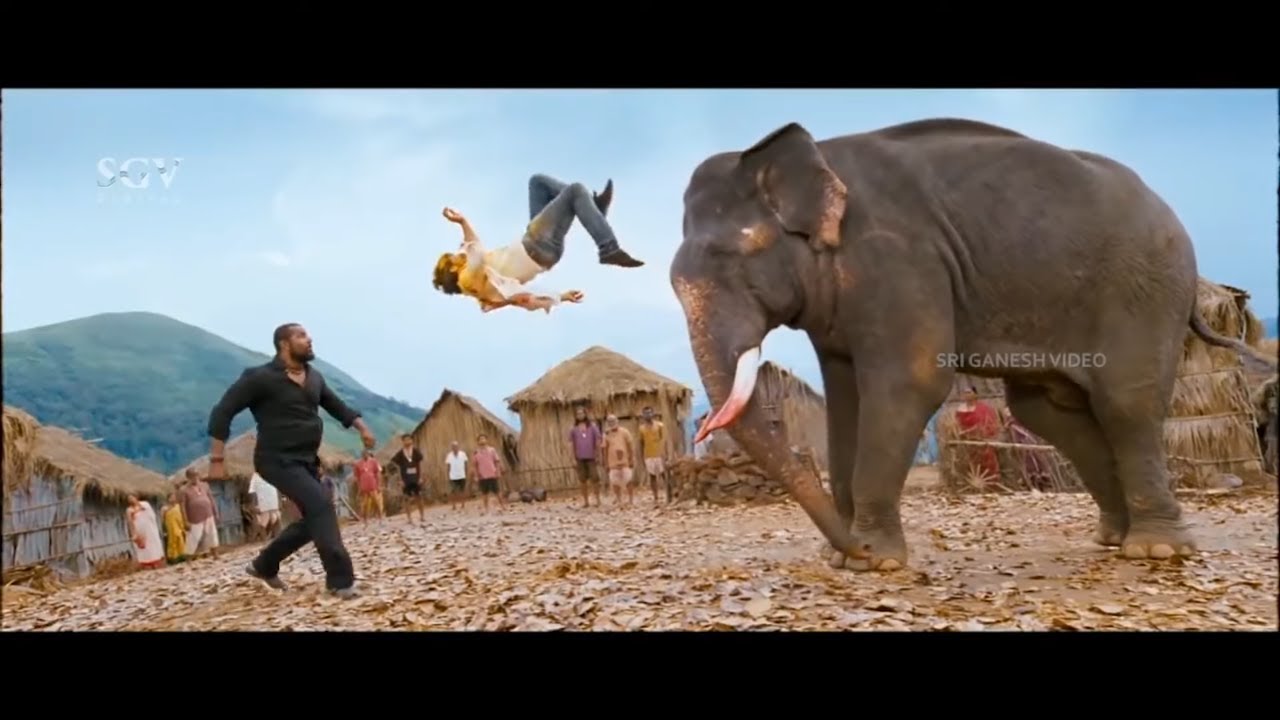 Elephant Helps Yash to Beat the Rowdies   Best Scene of Gajakesari Kannada Movie