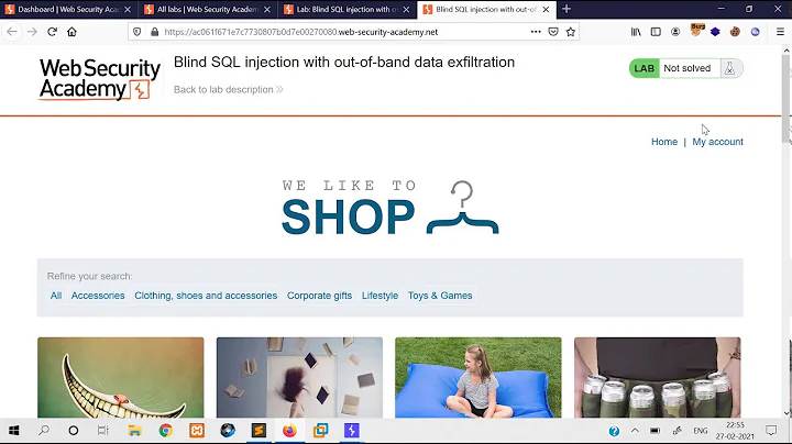 Blind SQL injection with out of band data exfiltration [Solution Video] | Web Security Academy