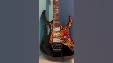 “Inferno Burst” hydro dipped pickguard installed onto an Ibanez Jem jr guitar