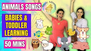 Animals Learning Video For Kids, Interactive Songs - Wheels On The Bus More Nursery Rhymes