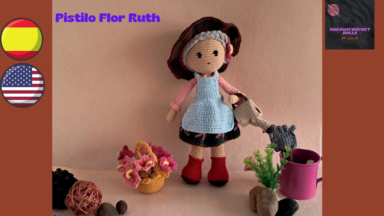 ¡Este detalle floral transformará tu muñeca!  Pistilo en crochet para Ruth Jardinera
