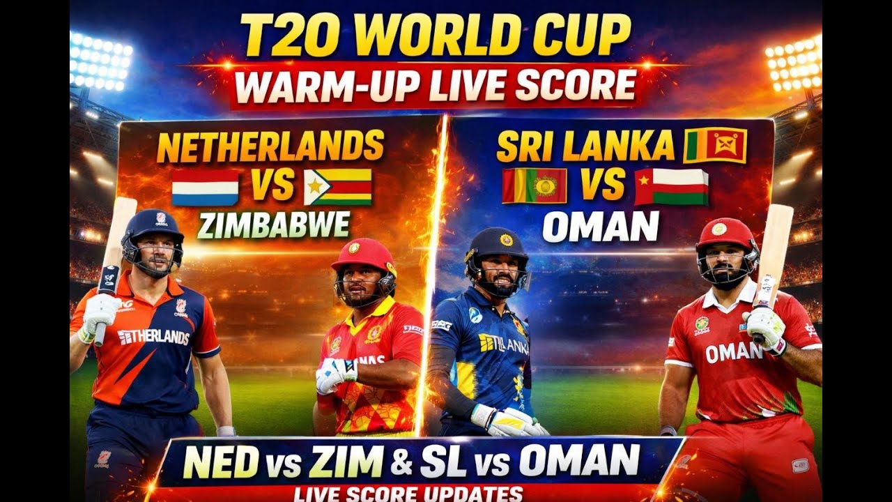 Netherlands vs Zimbabwe 🇳🇱 vs 🇿🇼 | Sri Lanka vs Oman 🇱🇰 vs 🇴🇲 | T20 WC Warm-Up Live Score
