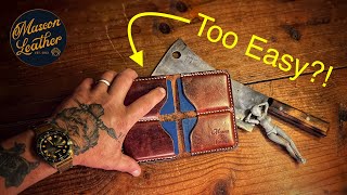 Can It Be This EASY!? I’ll Test It! (Shared Hole Stitch Trick)  Making a Leather Wallet!