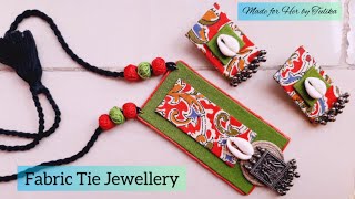 Kalamkari Fabric Tie Jewellery || Fabric Long Neckpiece making || Black Polish charms jewelry