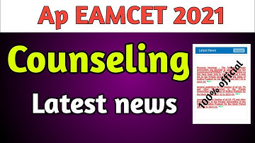 Ap eamcet counseling official update|ap eamcet counseling dates 2021|