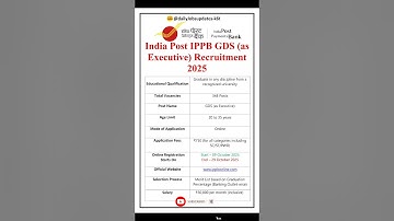 India Post IPPB GDS (as Executive) Recruitment 2025 | New IPPB Vacancy 2025  #shorts #ippb