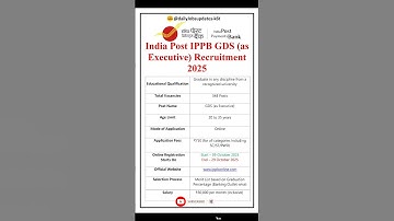 India Post IPPB GDS (as Executive) Recruitment 2025 | New IPPB Vacancy 2025  #shorts #ippb