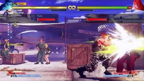 Street Fighter V Guile combo: St lk, sonic boom, flash kick , CA