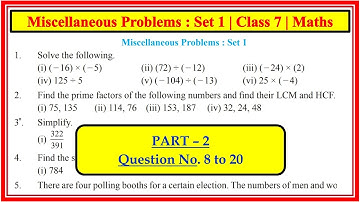 Miscellaneous problems set 1 class 7 | Math