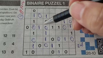 (#7354) Sunday. Binary01 Sudoku puzzle. Bonus Extra edition. 10-29-2023 Extra part 3 of 4