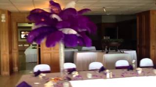Purple and white feather centerpieces
