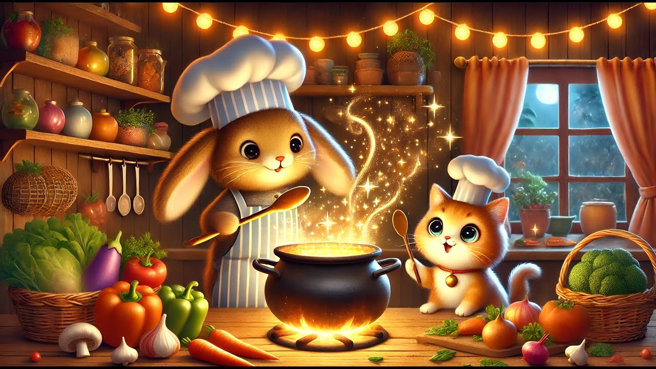 "🐰🥣 Rabbit Chef & Cat Cook a Magical Soup! ✨ Fun Cooking Adventure for Kids | Cartoon Story"