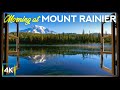 Serene Lake View - 4K Virtual Window - Morning at Mount Rainier + Relaxing Nature Sounds