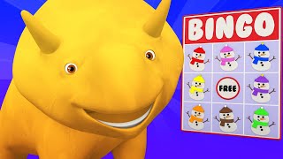 Educational cartoon - WINTER - Learn Colors with Dino dinosaur and Dina by playing Snowman Bingo