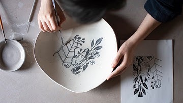 How to transfer a drawing to a ceramic plate and paint with underglaze