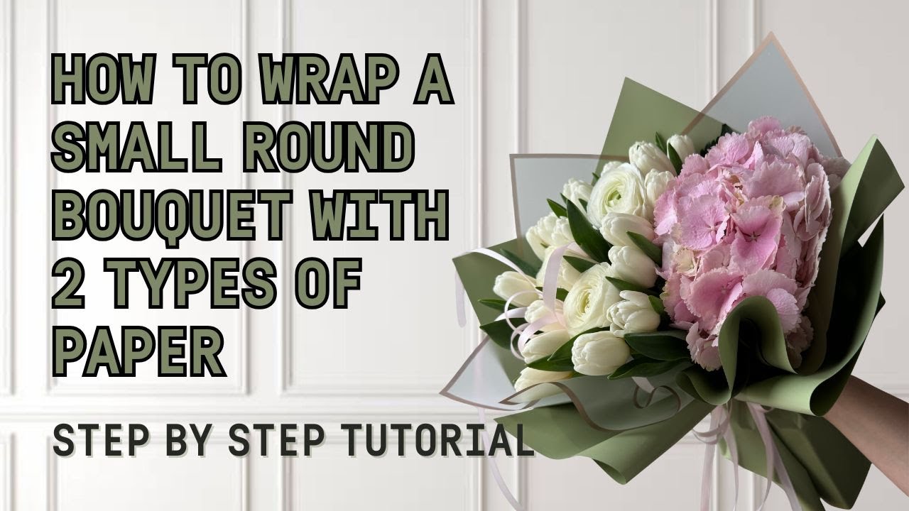 How to Wrap a Round Bouquet of Flowers in Paper, EASY STEP BY STEP 4 MINUTE FLOWER WRAPPING TUTORIAL