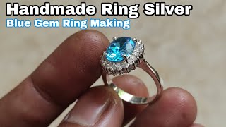 Cincin Perak Permata Biru || Membuat Cincin Lady Day || Handmade Silver Ring