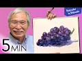 [Eng sub] 5min Easy Watercolor | How to draw grapes | step by step fruits painting