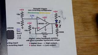 10k Ohm Schmitt Trigger Op Amp Non Inv Comparator Positive Feedback Hysteresis