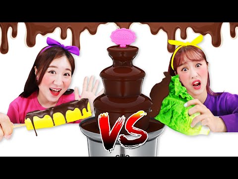 Chocolate fountain Random food challenge Mukbang 초콜릿 분수 복불복 음식챌린지 JiniYum 지니얌 먹방
