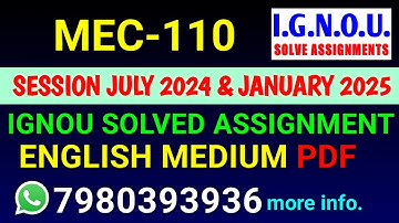 MEC 110 Solved Assignment 2024-25 English, MEC 110 Solved Assignment 24-25, MEC-110 Assignment