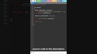 write a program to convert fahrenheit to celsius in c #short