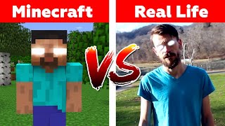 MINECRAFT HEROBRINE IN REAL LIFE! Minecraft vs Real Life animation 2022