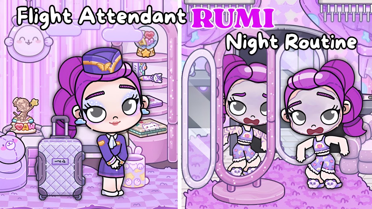Ночная рутина бортпроводника Руми 💜 | Ролевая игра Avatar World | Pazu