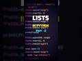 Lists In Python | Part - 2 | #coding #programming #python