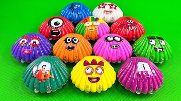 Mixing Rainbow CLAY with Numberblocks inside Seashell, Hexagon Shapes,... Coloring! ASMR