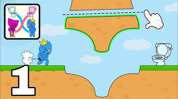 Rush To Toilet: Bridge Puzzle All Levels Gameplay || Level 1-21 || Part 1 || {Android} By Unity