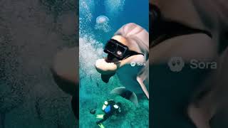 During Underwater Filming, A Dolphin Grabs The Camera And Starts Spinning Selfies.