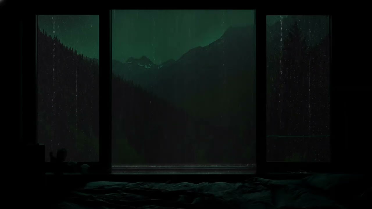 Midnight Window Rain in a Dark Bedroom | Cozy Night Ambience for Deep Sleep, Relaxation & Focus