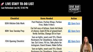 Checklist System for Independent Bars and Restaurants