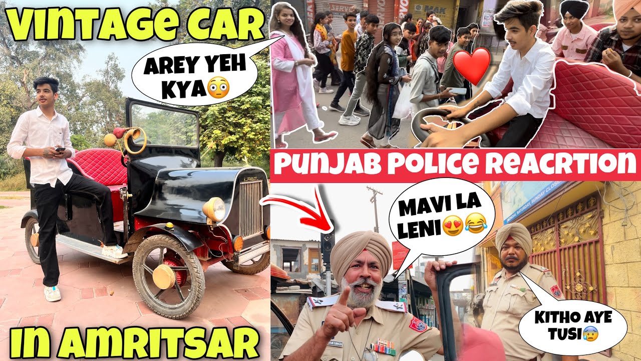 Punjab Police🚨Reaction On My VINTAGE CAR😱😍|Challan Krta?😰|Public Reactions🤪| Keep Support