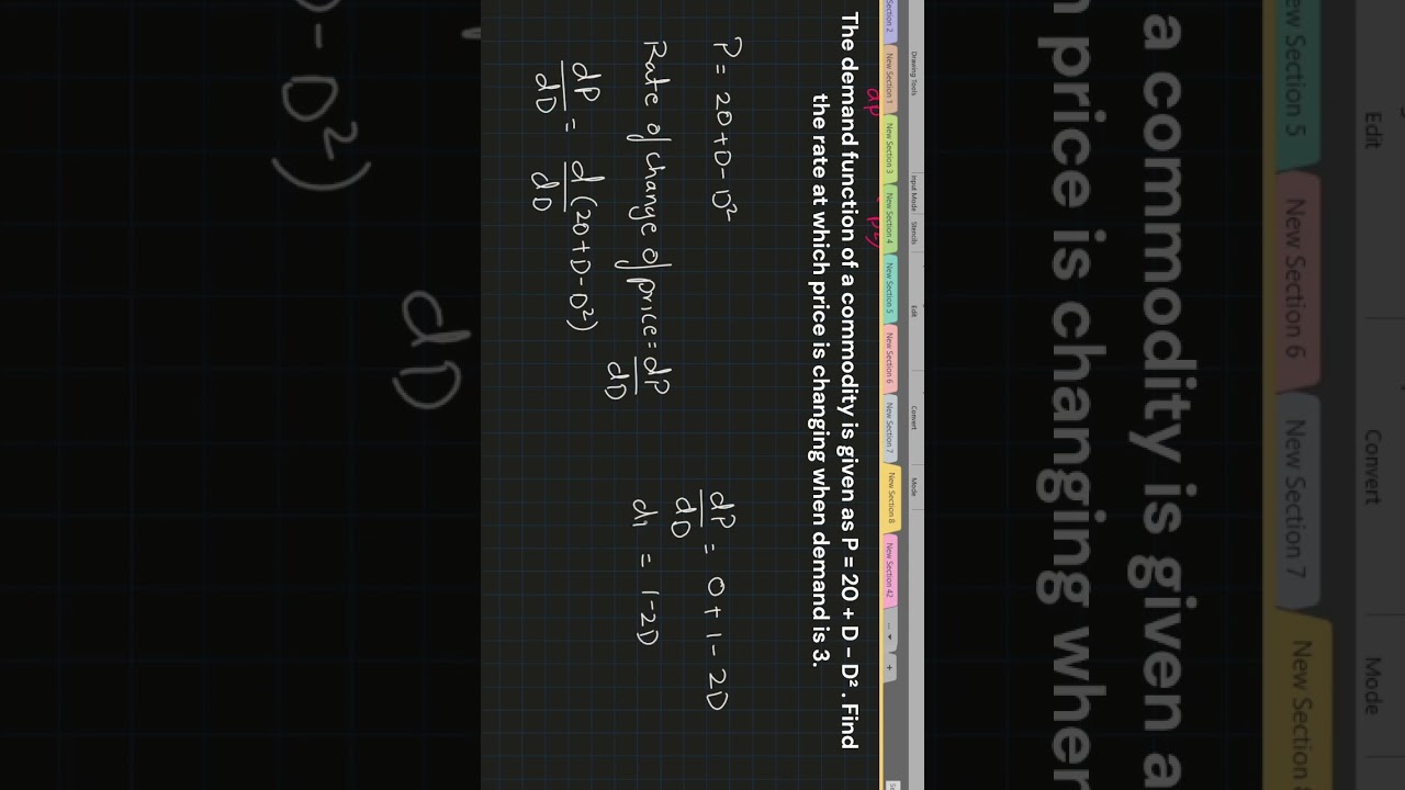 Application of derivative | Differentiation | Price and Demand | 
