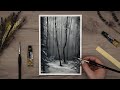 Easy watercolor cold forest  monochromatic watercolor tutorial for beginners