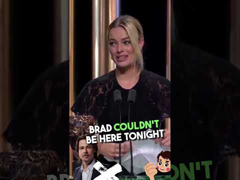 Margot Robbie picks up AWARD for Brad Pitt, and gives the funniest speech EVER!! 😂 #shorts