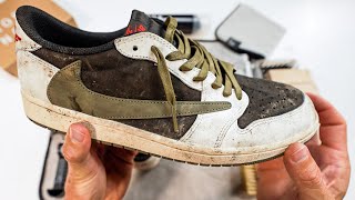 Travis Scott Olive Air Jordan 1 Cleaning Tutorial