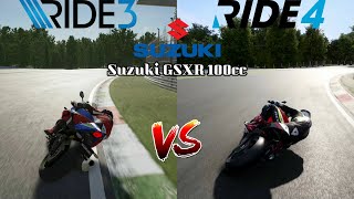 Ride 4 Vs Ride 3 | Which Is Fastest AI ? | Suzuki GSXR 1000cc | Ride 4 vs Ride 3 comparison | 4K |