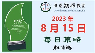 平淡倉與開好倉 - 2023-08-15 - 杜嘯鴻 每日策略 語音版 - 香港期權教室