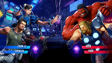 Chun Li & Spencer vs Red Hulk & Thor (Very Hard) - Marvel vs Capcom | 4K UHD Gameplay