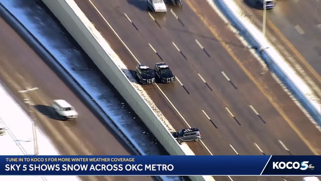 Sky 5 shows snow across OKC metro - YouTube