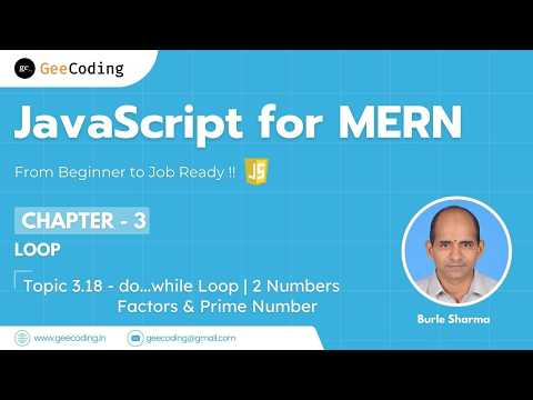 3.18 – Factors & Prime Number Program using do...while Loop | JavaScript | New Series