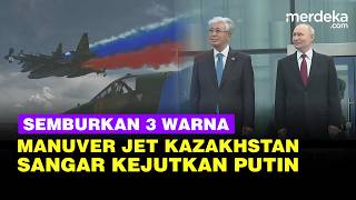Manuver Sangar Jet Tempur Kazakhstan Semburkan Tiga Warna Bendera Rusia Kejutan Putin