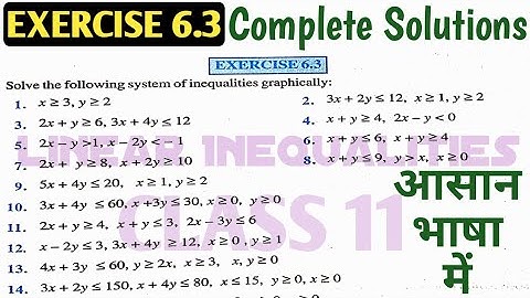 NCERT Class 11 Maths Exercise 6.3 Complete Solution | Linear Inequalities | by MK Raza