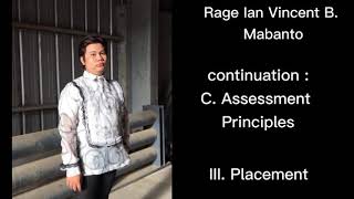 MABANTO, Assessment Principles and III Placement