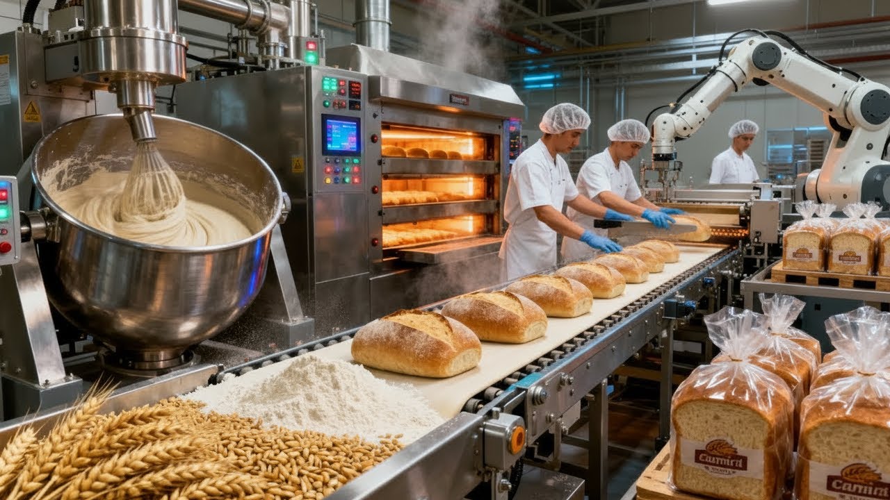 Inside a Modern Bread Factory From Wheat Grain to Perfect Slices (Full Process)