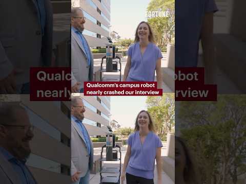 Qualcomm's campus robot nearly crashed our interview #AI #robotics