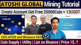 ATOSHI Global Mining App Create Account, Mine ATOS, Coin Price etc Full Tutorial in Hindi/Urdu screenshot 2